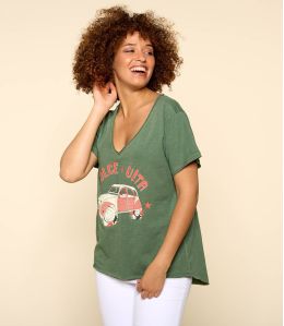 VITA KHAKI M-F Maglietta in cotone biologico da Donna - - Storiatipic VITA KHAKI M-F Maglietta in cotone biologico da Donna - - Storiatipic