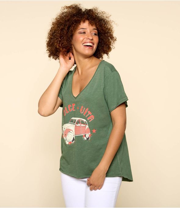 VITA KHAKI M-F T-Shirt aus Bio-Baumwolle für Damen - - Storiatipic