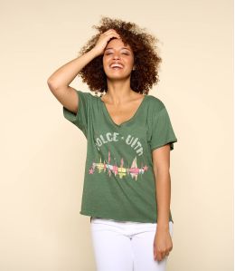 VITA KAKI M-G T-shirt en Coton bio pour Femme - - Storiatipic VITA KAKI M-G T-shirt en Coton bio pour Femme - - Storiatipic