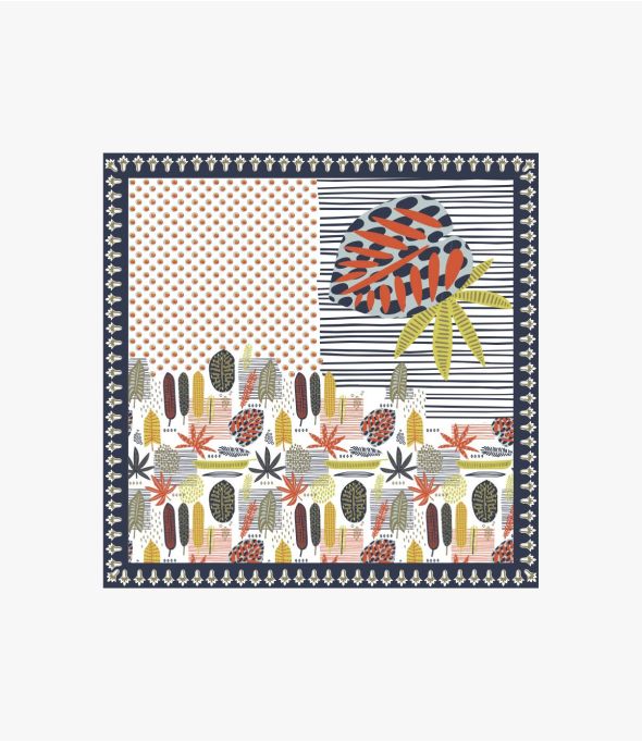TAHITI Groot Zijden Vierkant, Borduurwerk voor Vrouwen 100 x 100 CM - - Storiatipic