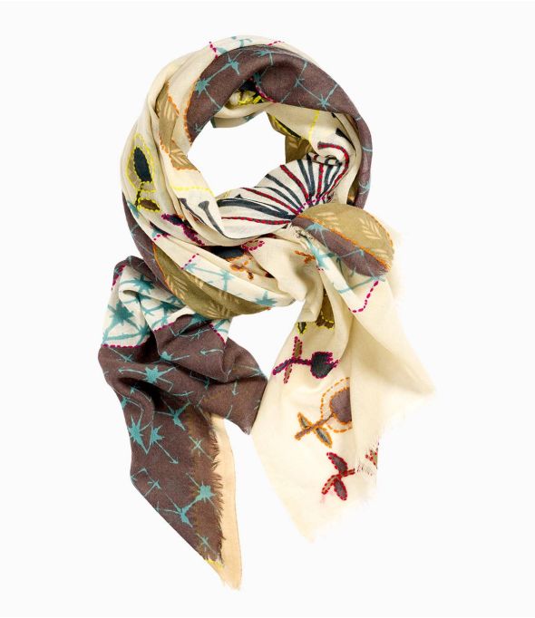 AUBE Foulard en Laine, broderies pour Femme 100 x 200 cm Storiatipic - 1