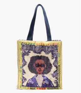 CARRY PEPITA BLEU Sac en Viscose, coton pour Femme 35 x 33 x 10 cm - Essentiels d'hiver - Storiatipic