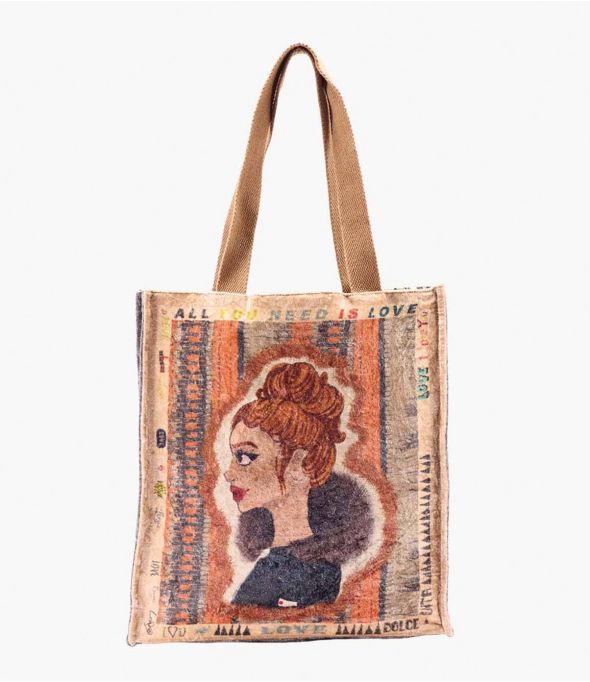 CARRY PEPITA ORANGE Sac en Viscose, coton pour Femme 35 x 33 x 10 cm - Essentiels d'hiver - Storiatipic