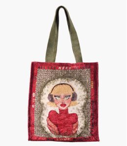 CARRY PEPITA RED Bolso de Algodón de Viscosa para Mujer 35 x 33 x 10 cm - Winter Essentials - Storiatipic