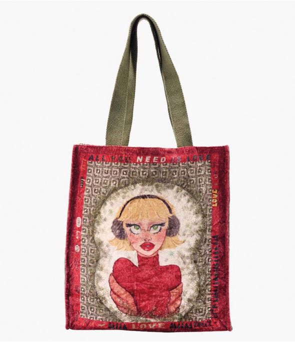 CARRY PEPITA RED Borsa da donna in viscosa e cotone 35 x 33 x 10 cm - Essenziali per l'inverno - Storiatipic