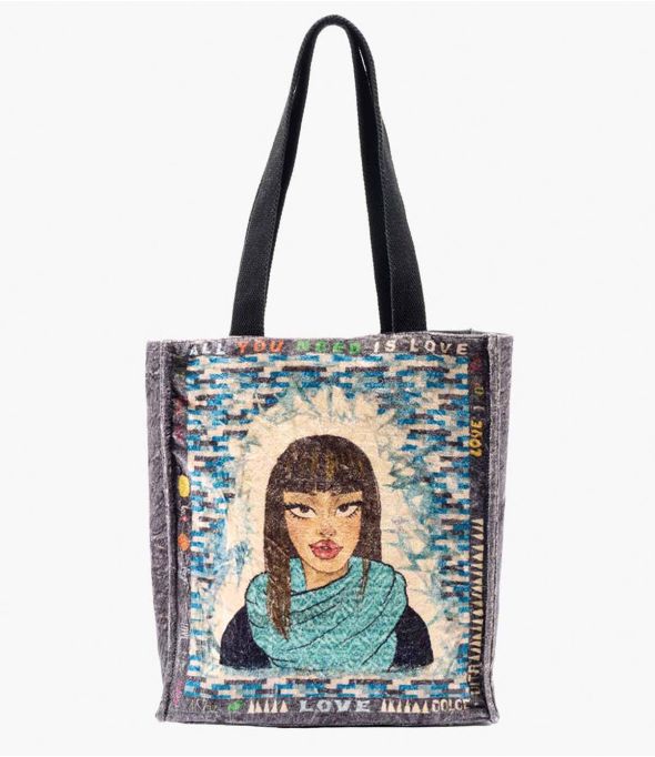 CARRY PEPITA TURQUOISE Tasche aus Viskose, Baumwolle für Damen 35 x 33 x 10 cm - Winter-Essentials - Storiatipic