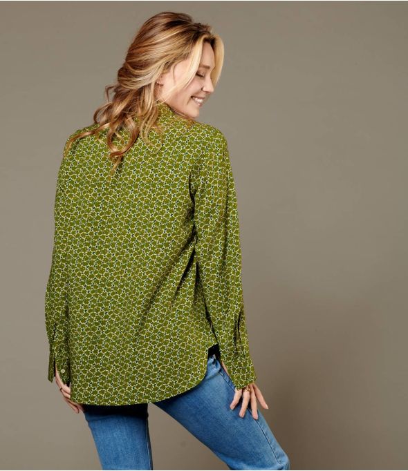 Camisa de viscosa para mujer FRAN FLEURS KHAKI - Esenciales de invierno - Storiatipic