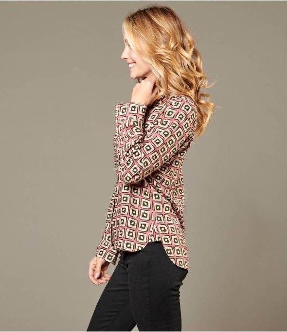 FRAN KARO ROSE Camicia da donna in viscosa - Essenziali per l'inverno - Storiatipic