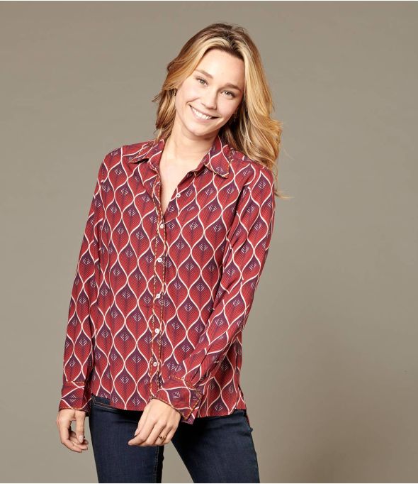FRAN PAON CARMINE Camicia da donna in viscosa - Essenziali per l'inverno - Storiatipic