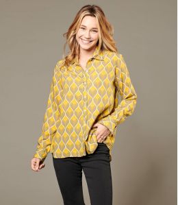 FRAN PAON JAUNE Chemise en Viscose pour Femme - Essentiels d'hiver - Storiatipic FRAN PAON JAUNE Chemise en Viscose pour Femme - Essentiels d'hiver - Storiatipic