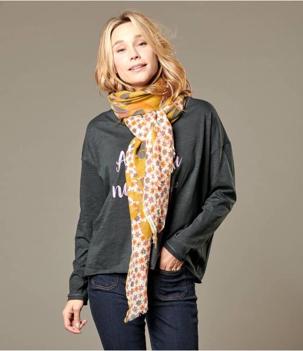 KORA Foulard en Laine, lurex pour Femme 100 x 200 cm - Winter Essentials - Storiatipic