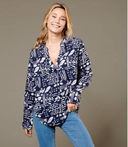 MILA GRAF MARINE Blouse en Viscose pour Femme - 1