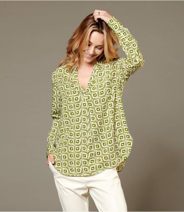 MILA KARO KHAKI Dames Viscose Blouse - Benodigdheden voor de winter - Storiatipic