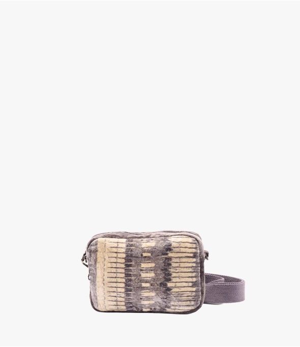 NIGHT VELVET GREY Borsa piccola da donna in viscosa, cotone, pelle 21 x 15 x 5 cm - Essenziali per l'inverno - Storiatipic