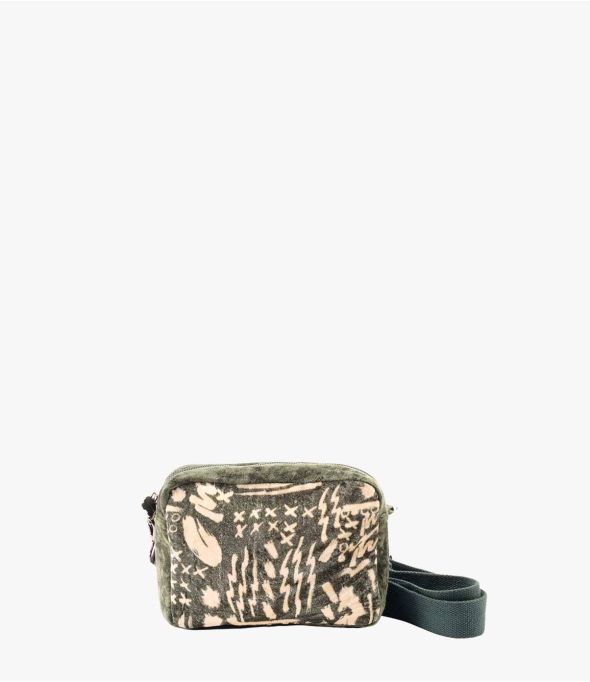 NIGHT VELVET KHAKI Kleine Tasche aus Viskose, Baumwolle, Leder für Damen 21 x 15 x 5 cm - Winter-Essentials - Storiatipic
