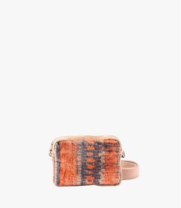 NIGHT VELVET ORANGE Bolso pequeño de viscosa, algodón, piel para mujer 21 x 15 x 5 cm - Winter Essentials - Storiatipic NIGHT VELVET ORANGE Bolso pequeño de viscosa, algodón, piel para mujer 21 x 15 x 5 cm - Winter Essentials - Storiatipic