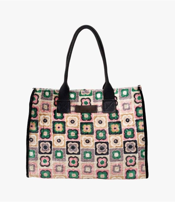POP VELVET CECILE Women's Viscose, cotton, leather bag 40 x 30 x 15 cm - Winter Essentials - Storiatipic