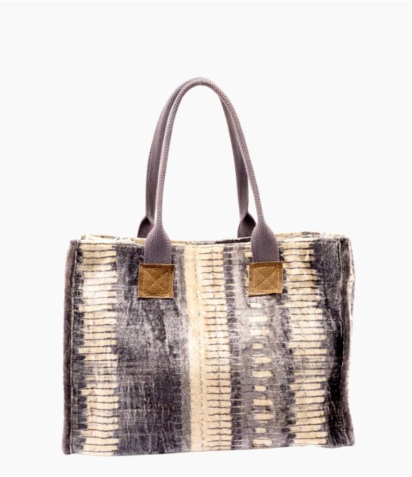 POP VELVET GREY Borsa in viscosa, cotone, AQ, pelle da donna 40 x 30 x 15 cm - Essenziali per l'inverno - Storiatipic