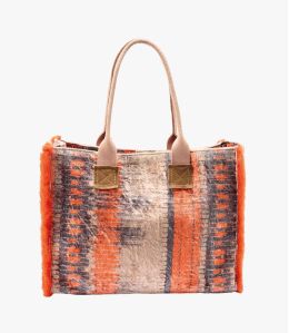 POP VELVET ORANGE Viscosa, Algodón, AQ, Bolso de Piel para Mujer 40 x 30 x 15 cm - Winter Essentials - Storiatipic POP VELVET ORANGE Viscosa, Algodón, AQ, Bolso de Piel para Mujer 40 x 30 x 15 cm - Winter Essentials - Storiatipic