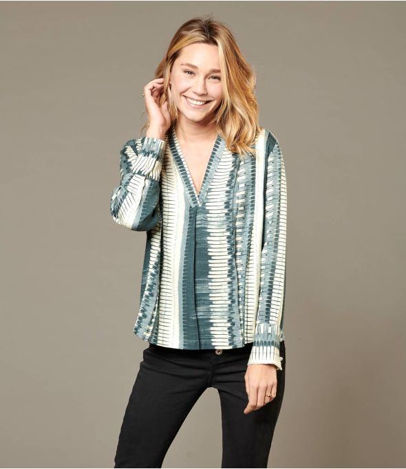 SARA PIANO GRIS Blouse en Viscose pour Femme - Essentiels d'hiver - Storiatipic
