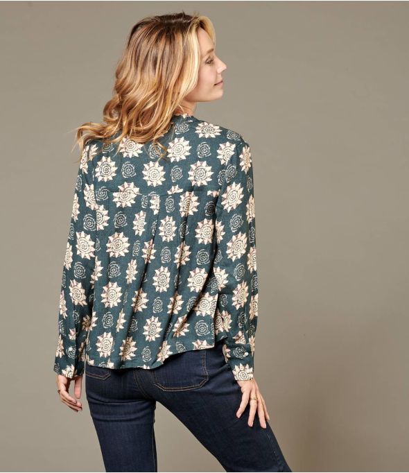 SARA ROSETTE Blusa de viscosa antracita para mujer - Winter Essentials - Storiatipic