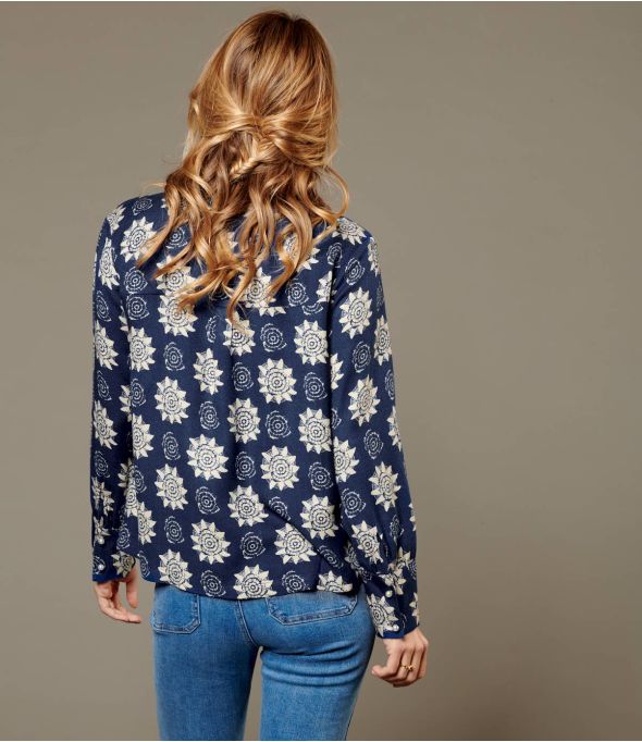 SARA ROSACE MARINE Blouse en Viscose pour Femme - Essentiels d'hiver - Storiatipic