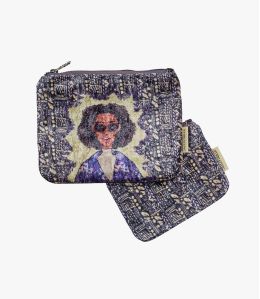 VANITY PEPITA BLEU Pochette en Viscose, coton pour Femme 21 x 15 cm/16 x 12 cm - Essentiels d'hiver - Storiatipic