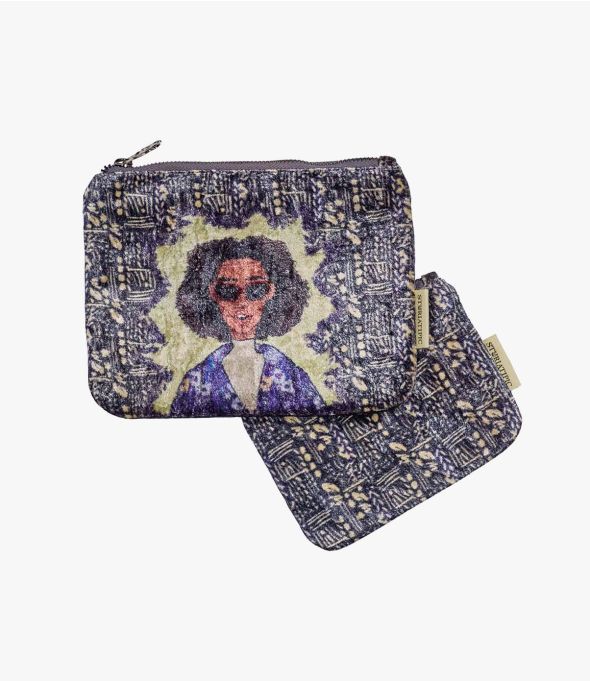 VANITY PEPITA BLUE Clutch aus Viskose, Baumwolle für Damen 21 x 15 cm/16 x 12 cm - Winter-Essentials - Storiatipic
