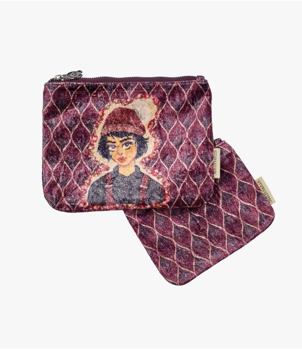 VANITY PEPITA PLUM Bolso de mano de algodón de viscosa para mujer 21 x 15 cm/16 x 12 cm - Winter Essentials - Storiatipic