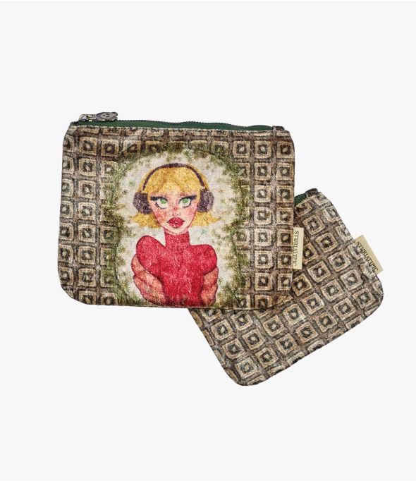VANITY PEPITA ROUGE Pochette en Viscose, coton pour Femme 21 x 15 cm/16 x 12 cm - Essentiels d'hiver - Storiatipic