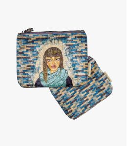 VANITY PEPITA TURQUOISE Pochette en Viscose, coton pour Femme 21 x 15 cm/16 x 12 cm - Essentiels d'hiver - Storiatipic