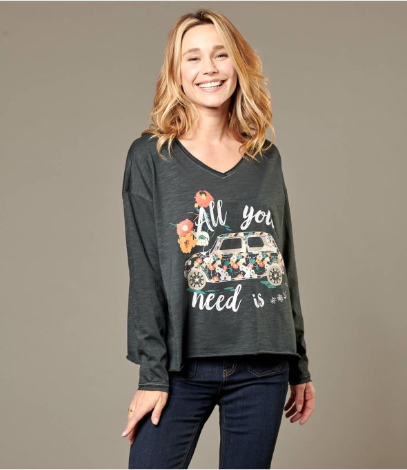 VIKI MINI ANTHRAZIT Damen T-Shirt aus Baumwolle - Winter-Essentials - Storiatipic