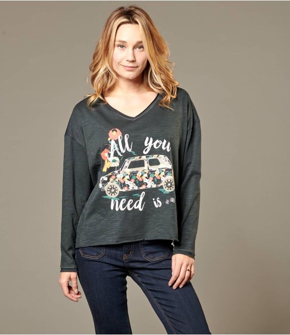 VIKI MINI ANTRACITE T-shirt da donna in cotone - Essenziali per l'inverno - Storiatipic