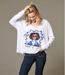 VIKI PEPITA BLEU T-shirt en Coton pour Femme - 1