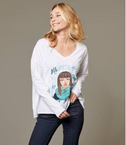 VIKI PEPITA TURQUOISE T-shirt en Coton pour Femme - 1