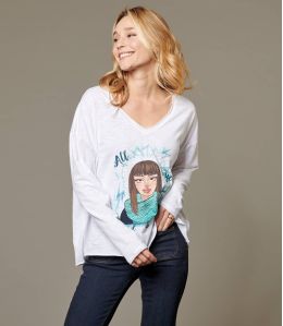 VIKI PEPITA TURQUOISE T-shirt en Coton pour Femme - Essentiels d'hiver - Storiatipic VIKI PEPITA TURQUOISE T-shirt en Coton pour Femme - Essentiels d'hiver - Storiatipic