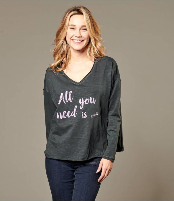 Camiseta de algodón para mujer VIKI UNI ANTHRACITE - Winter Essentials - Storiatipic