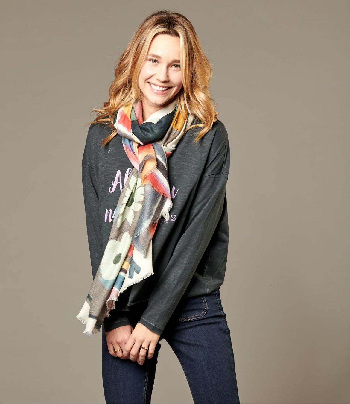 Grey silk scarf discount