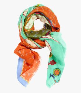 AUBE Wool scarf, embroidery for Women 100 x 200 cm - Winter Essentials - Storiatipic AUBE Wool scarf, embroidery for Women 100 x 200 cm - Winter Essentials - Storiatipic