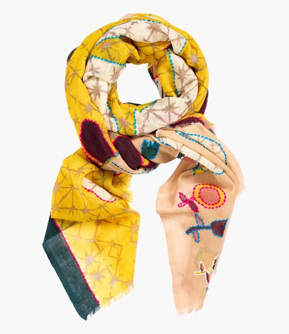 Bufanda de Lana AUBE con Bordado para Mujer 100 x 200 cm - Winter Essentials - Storiatipic