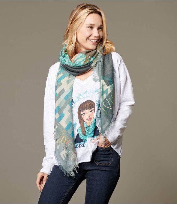 PEPITA Cuadrado Grande de Lana y Algodón para Mujer 140 x 140 cm - Winter Essentials - Storiatipic