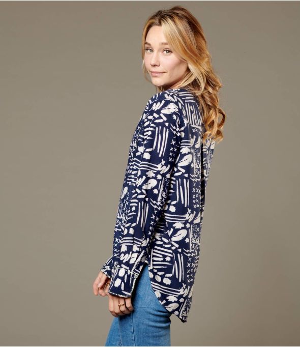 MILA GRAF NAVY Dames viscose blouse - Benodigdheden voor de winter - Storiatipic