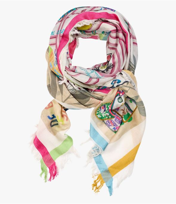 RACHEL in Cotone, Seta, Ricamo da Donna 140 x 140 CM - - Storiatipic
