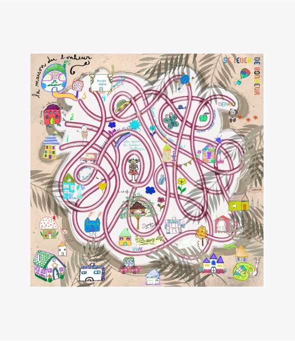 RACHEL Grand carré en coton, soie, broderies pour Femme 140 x 140 CM - - Storiatipic