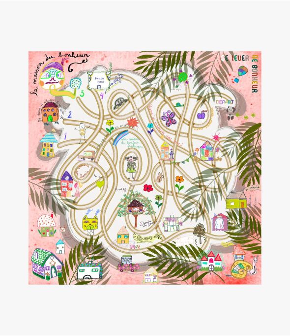 RACHEL Grand carré en coton, soie, broderies pour Femme 140 x 140 CM - - Storiatipic