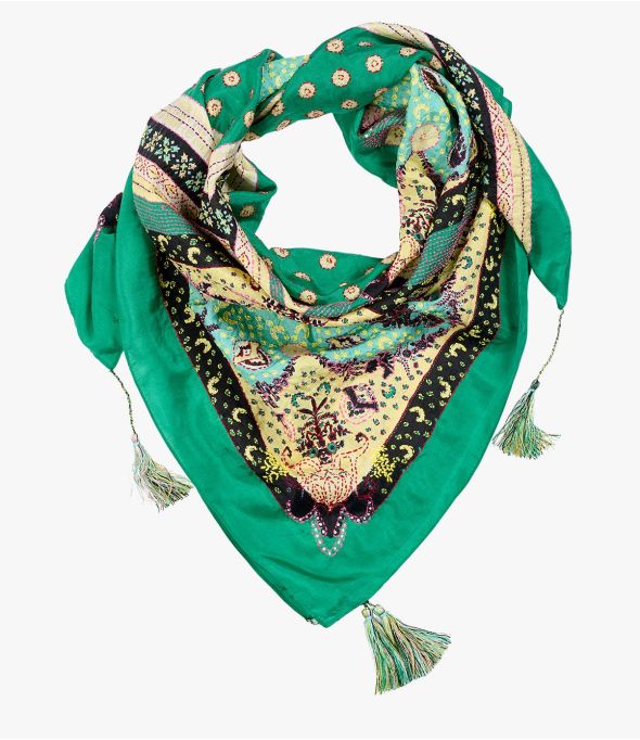 TRESOR bordado cuadrado de seda grande para mujer 100 x 100 cm - Winter Essentials - Storiatipic