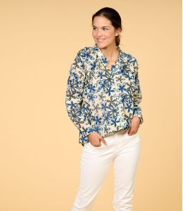 AGNES DAISY BLEU Blouse en coton pour Femme - 1