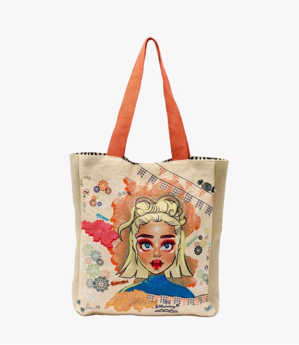 CARRY BEIGE Baumwolle für Damen 30X35X6CM - - Storiatipic