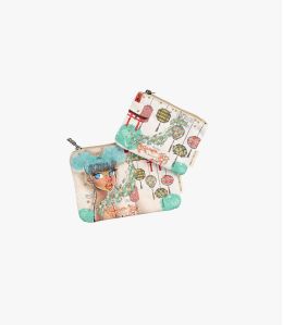 VANITY TURQUOISE Pochette da donna in cotone, PE 21 x 15 CM - - Storiatipic