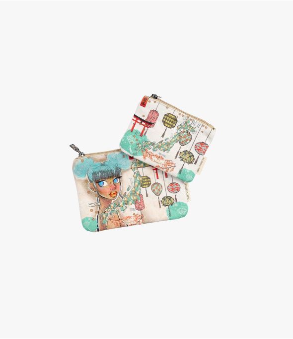 VANITY TURQUOISE Pochette da donna in cotone, PE 21 x 15 CM - - Storiatipic
